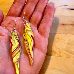 Golden oblong Boho earrings